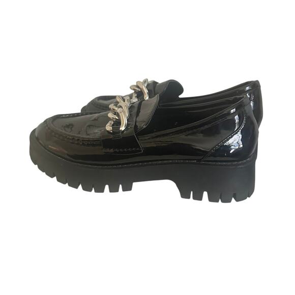 FOREVER 21 Black Patent Leather Platform Loafers Woman Size 8 - Picture 3 of 8